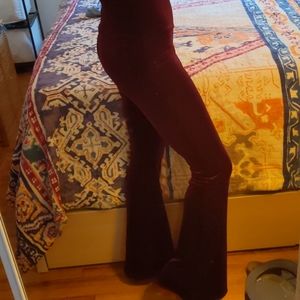 Handmade red velvet bell bottoms, only worn once!